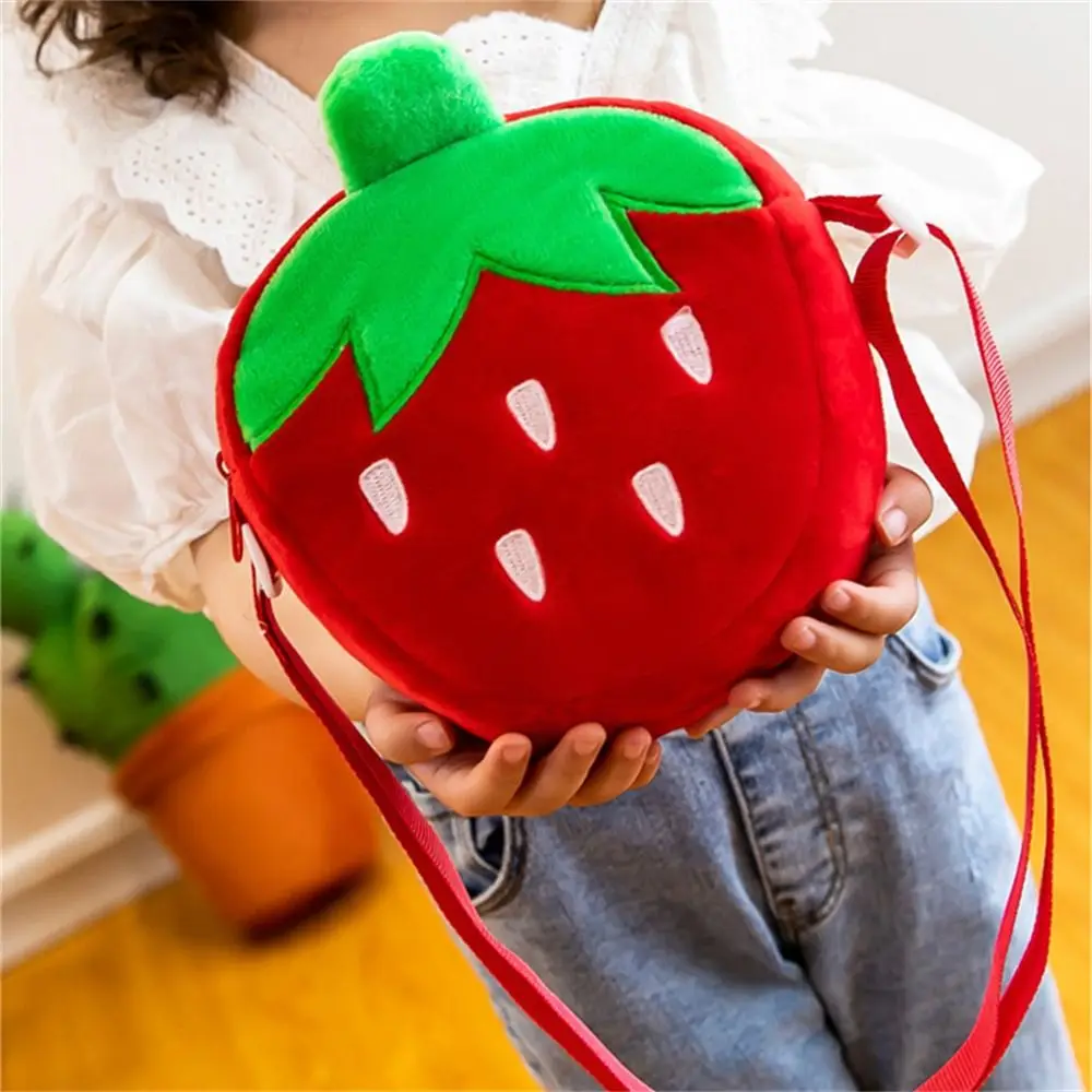 Snoep Tas Aardbei Wortel Kinderen Pluche Tas Schattig Fruit Telefoon Tas Pluche Schoudertassen Mini Kawaii Crossbody Tas Schooltas