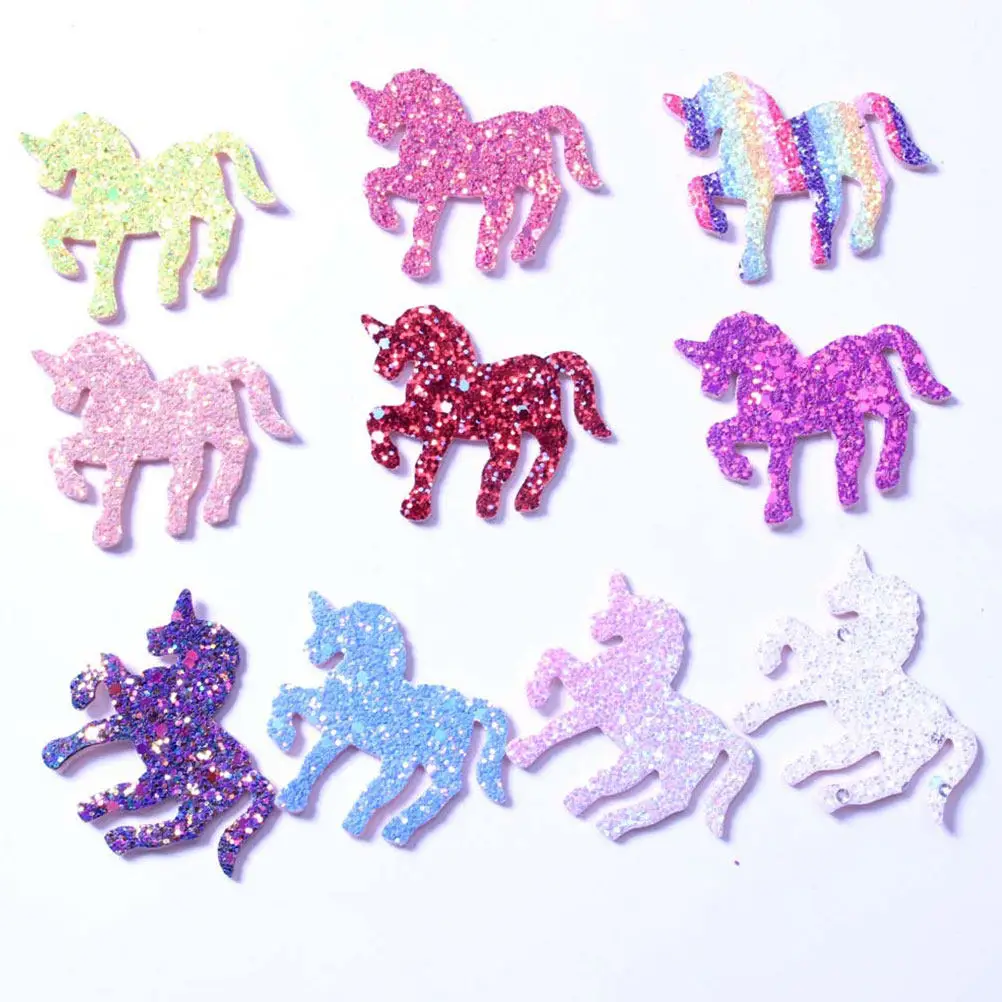 

10Pcs Colorful Glitter Unicorn Hairpin Crafting Supplies Elegant Hair Clips Material for Little Girls Wedding New Year Photo