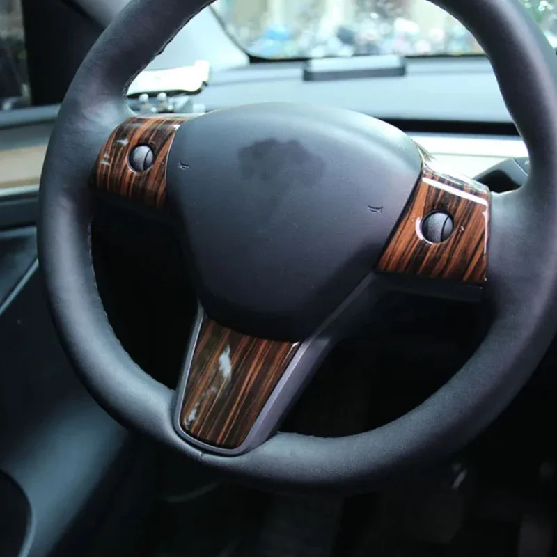 Car Steering Wheel Panel Decoration Cover Sticker for Tesla Model 3 2016-2023 Model Y 2019-2023 Car Accessoires