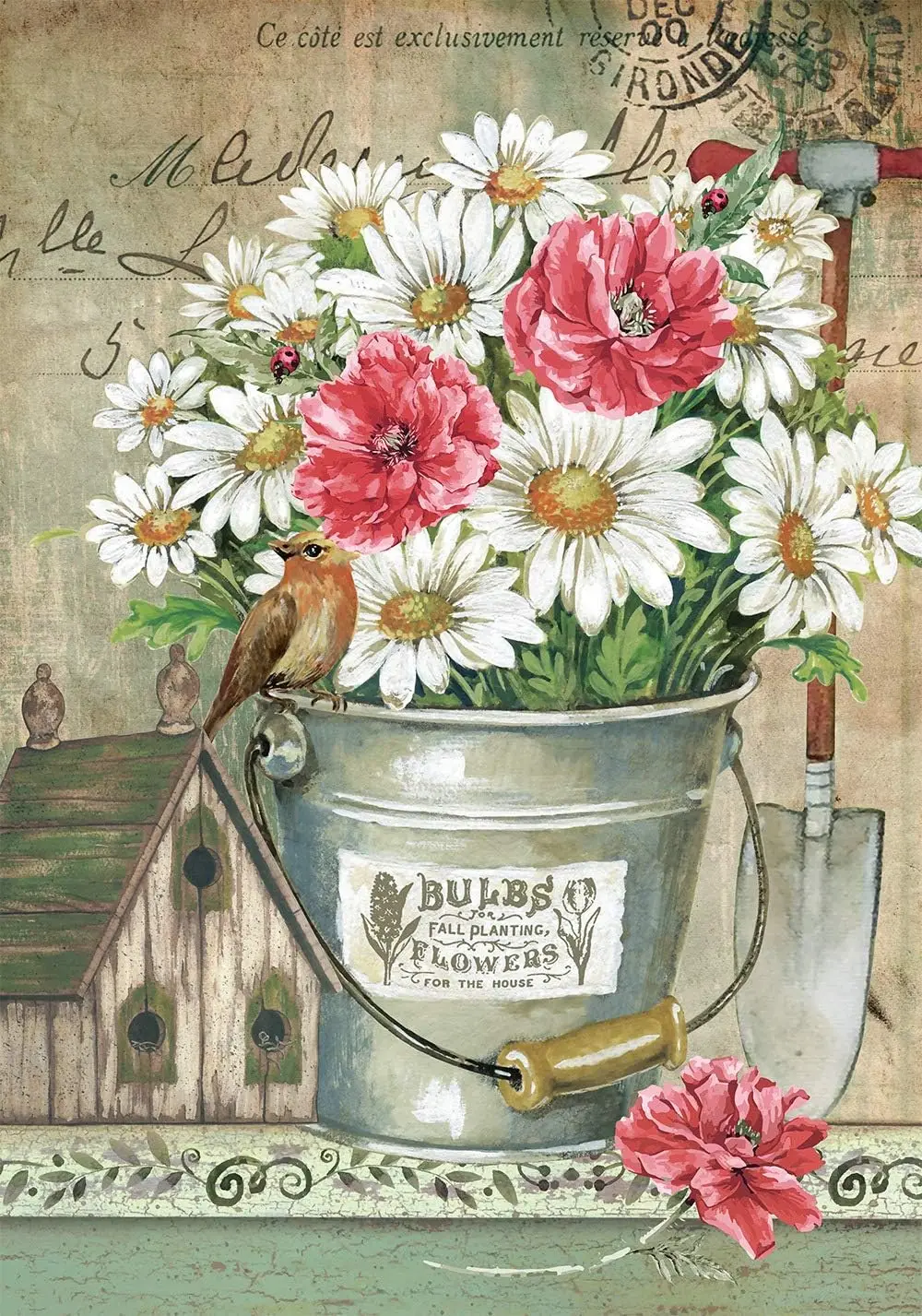 Texupday Daisies Floral Flowers in Bucket Decoration Spring Birdhouse Farmhouse Garden Flag Outdoor Yard Flag 12