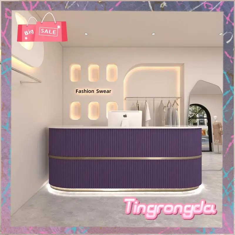 HHModern Front Desk Reception Counter Checkout U Shape Luxury Reception Desks Beauty Salon Clinic Mostrador Recepcion Furniture