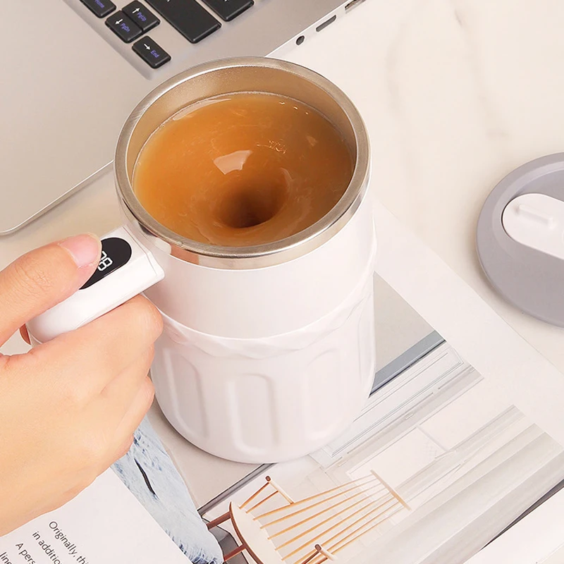 USB自動攪拌マグカップ 380ml、充電式バッテリー搭載スマート自動攪拌コーヒーカップ、304ステンレス鋼内側
