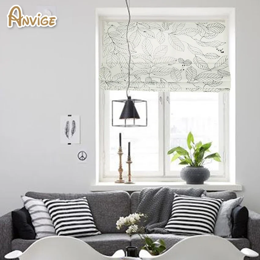 Anvige Motorized Modern Style High Quality Roman Blinds Window Treatment For Living Room Custom Made Roman Shades Free Shipping