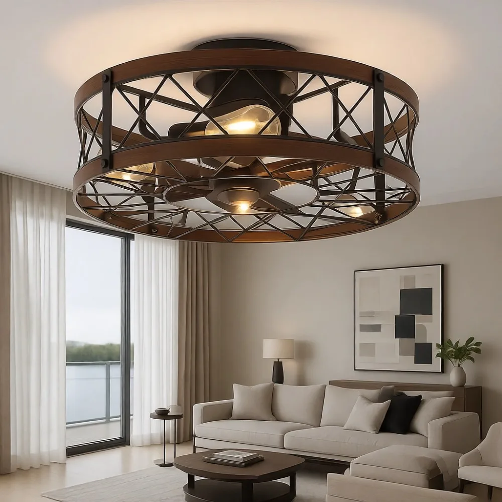 

Потолочный вентилятор скрытого монтажа с подсветкой, 20 дюймов, бесшумный, безлопастной, реверсивный, для спальни, кухни, фермерского дома