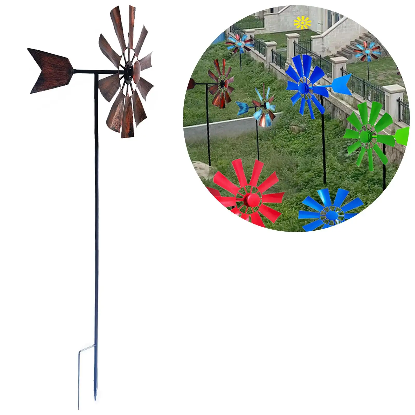 28inch Wind Spinner with Metal Garden Stake Pinwheel Decorative Lawn Ornament Wind Mill for Lawn Garden Backyard Outdoor Decor