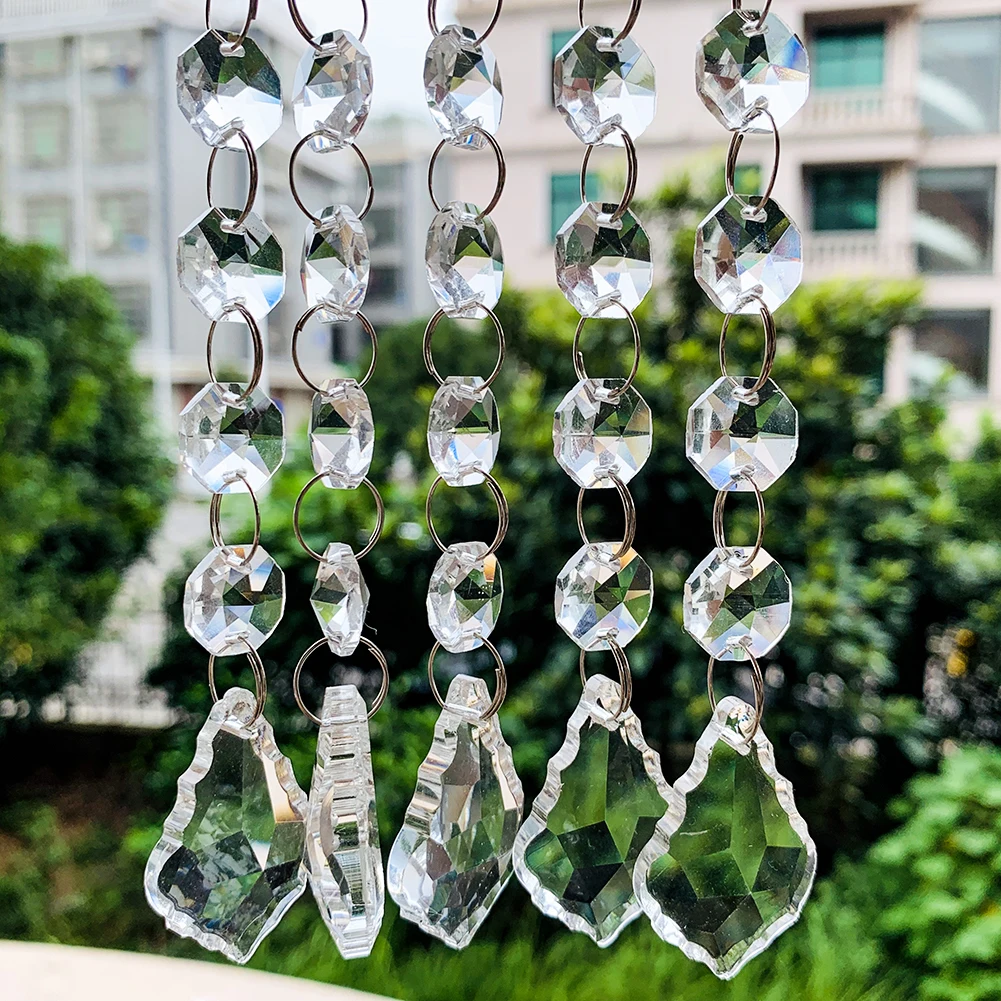 5PCS/lot Maple Leaf Crystal Bead Suncatcher Crystals Prisms Chandelier Lamp Parts Pendants Hanging Ornament Party Wedding Decor