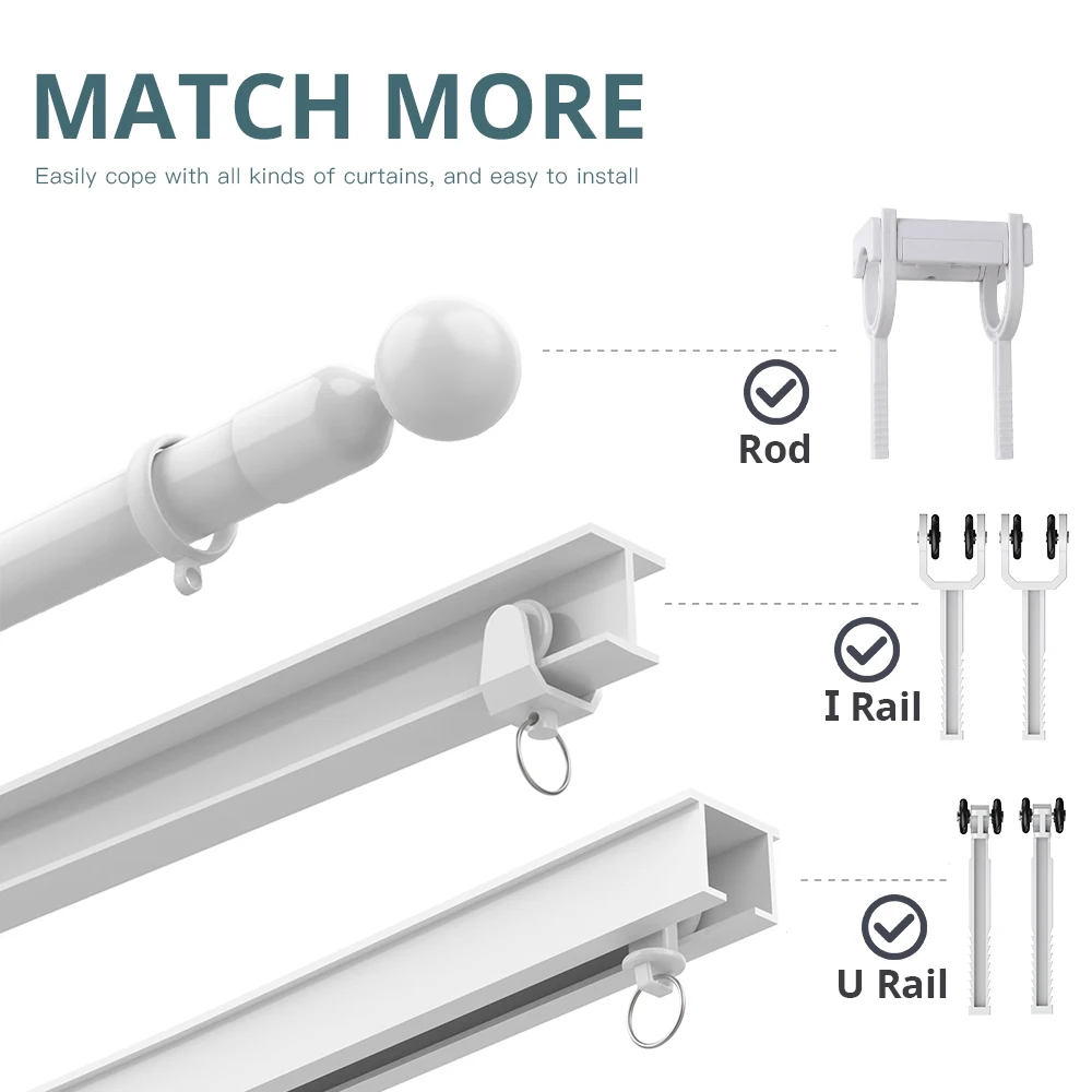 Zemismart-Motor de cortina eléctrica inteligente Tuya BLE para barra romana I, tipo U, pistas, Robot recargable, Control de Google Home Alexa