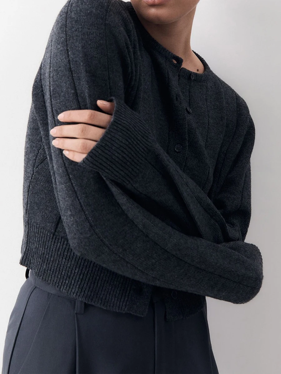 Cardigan Triblockchain à Manches sulfpour Femme, Pull Solide avec Fermeture à lèvent