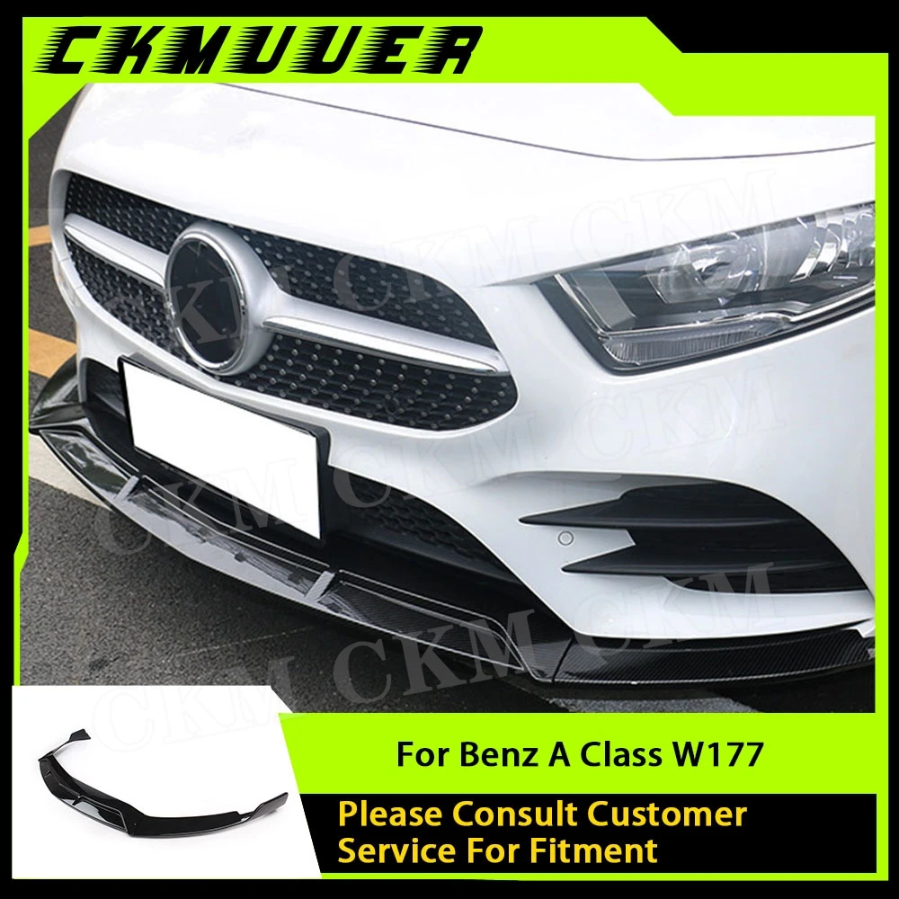 

CKMUUER for Mercedes Benz A Class W177 Sport A45 AMG 2019 2020 Head Bumper Chin Guard Front Lip Shovel Spoiler Trims