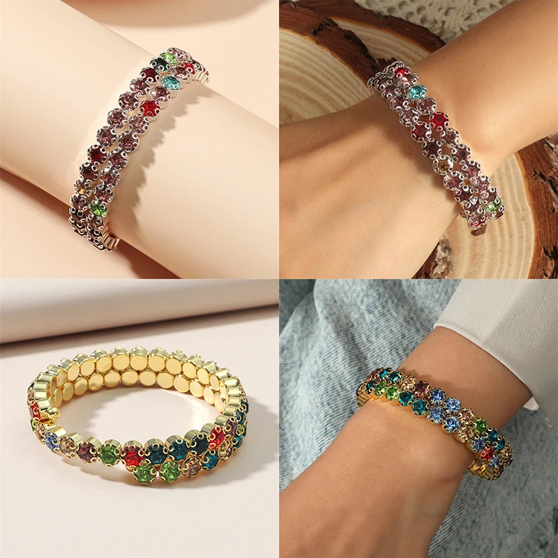 Vintage Boho Turquoise Stone Beaded Bracelet for Women Luxury Rhinestones Charm Bangle Ethnic Bracelets Accessories Jewelry Gift