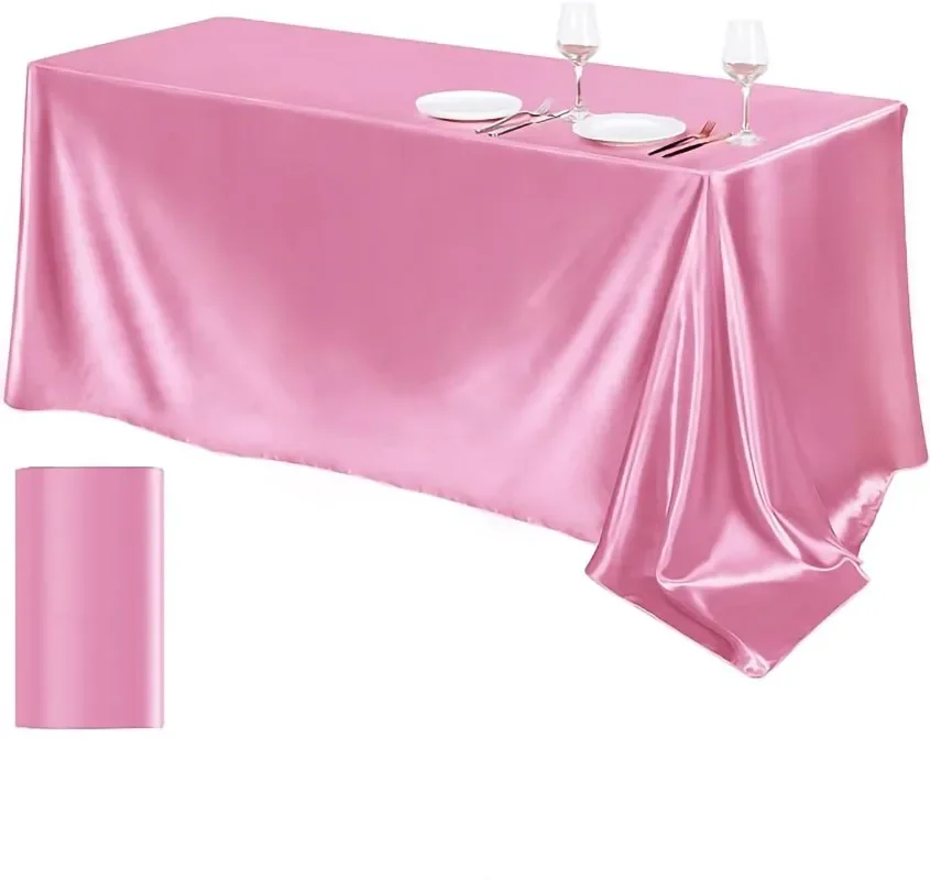 

Solid Color Satin Table Cloth Tablecloth Table Cover Overlay For Birthday Wedding Banquet Restaurant Festival Party Supply