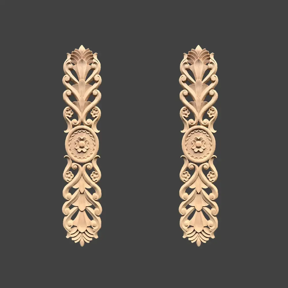 2Pcs Unpainted Woodcarving Decal Corner Applique Frame Door Decor Wall Furniture Decorative Figurines Wooden Miniatures Ornament
