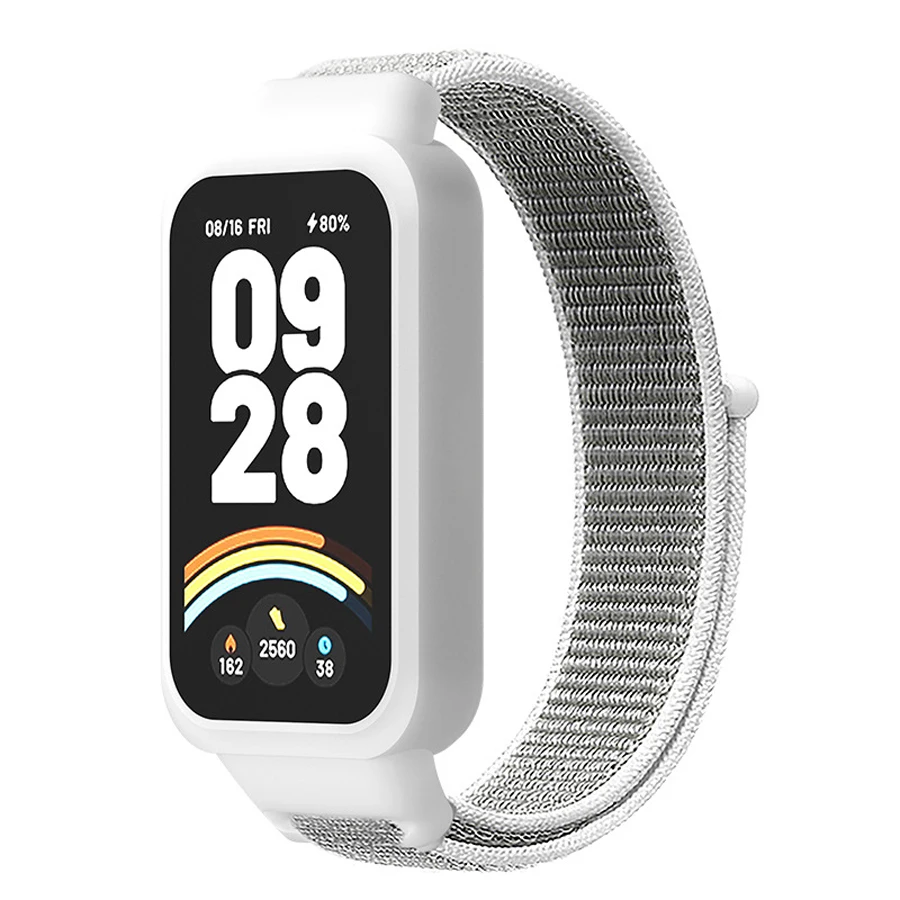 Nylon lusband voor Redmi Band 3 Ademende armband Polsband voor Xiaomi Mi Band 9 Actieve sporthorlogeband Correa met hoesje