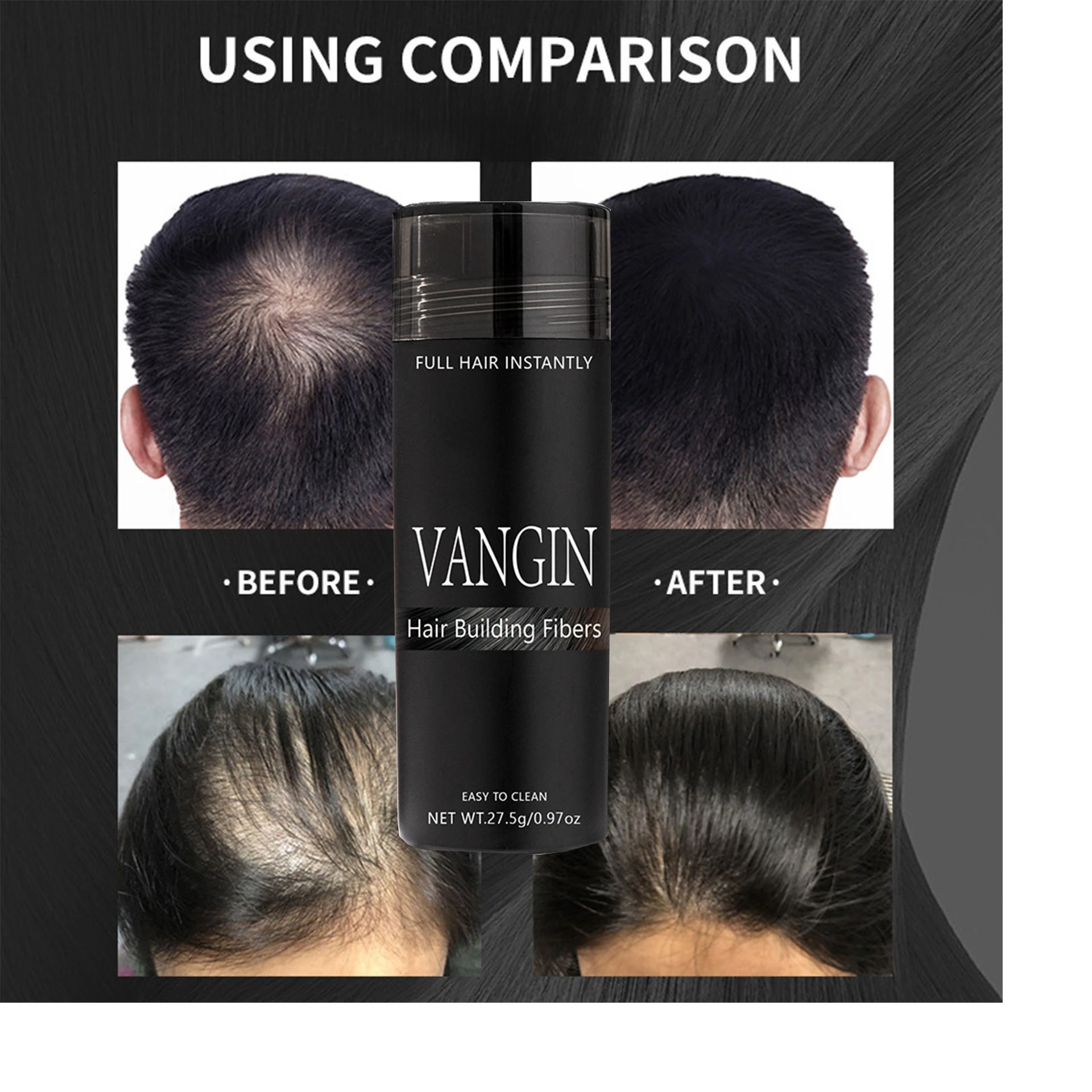 Hair fiber powder one-time quick reissue cover improvement thinning natural dense hair fiber powder black brown