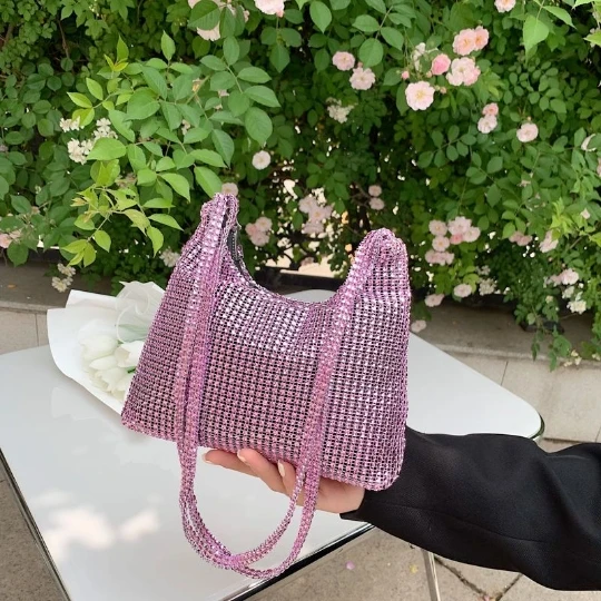 Purple Shinning Woman Handbag 2024 Trend Luxury Women Girl Shoulder bag PVC Lady Crossbody PU Purses Women\'s Leather Totebag