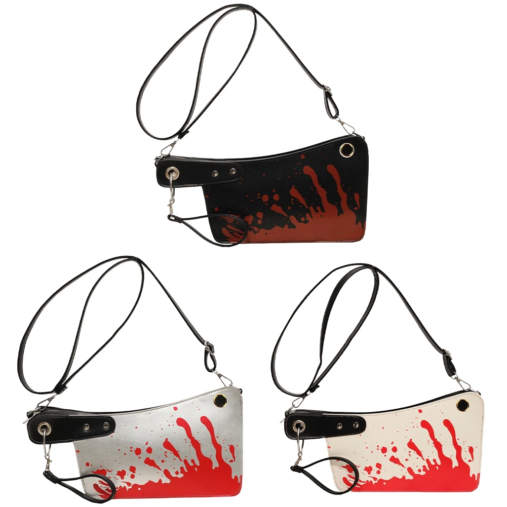 المرأة سكين حقيبة كتف بو الجلود الدموية حقيبة حقيبة قابل للتعديل حزام سكين على شكل حقيبة يد حقيبة حفلة الهالوين