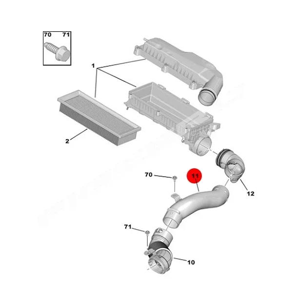 9674987780 Genuine Air Inlet Tube Air Filter Connection Intake Pipe for Citroen C3XR C-Elysée 2014- for Peugeot 301 2008 14-19
