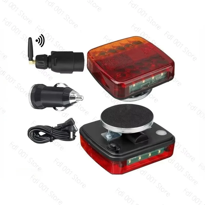 20LED Wireless Trailer Tail Light 12V-24V Rechargeable Square Signal Lamp