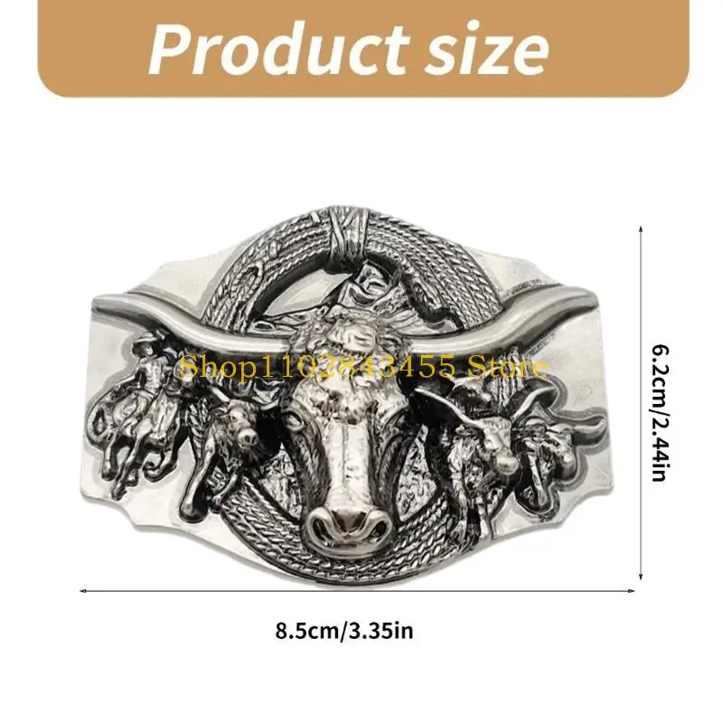 49MC البقرة رئيس حزام مشبك المراهقين الصبي الرجال حزام أبازيم للسراويل الملابس والاكسسوارات خمر الكبار حزام مشبك #6