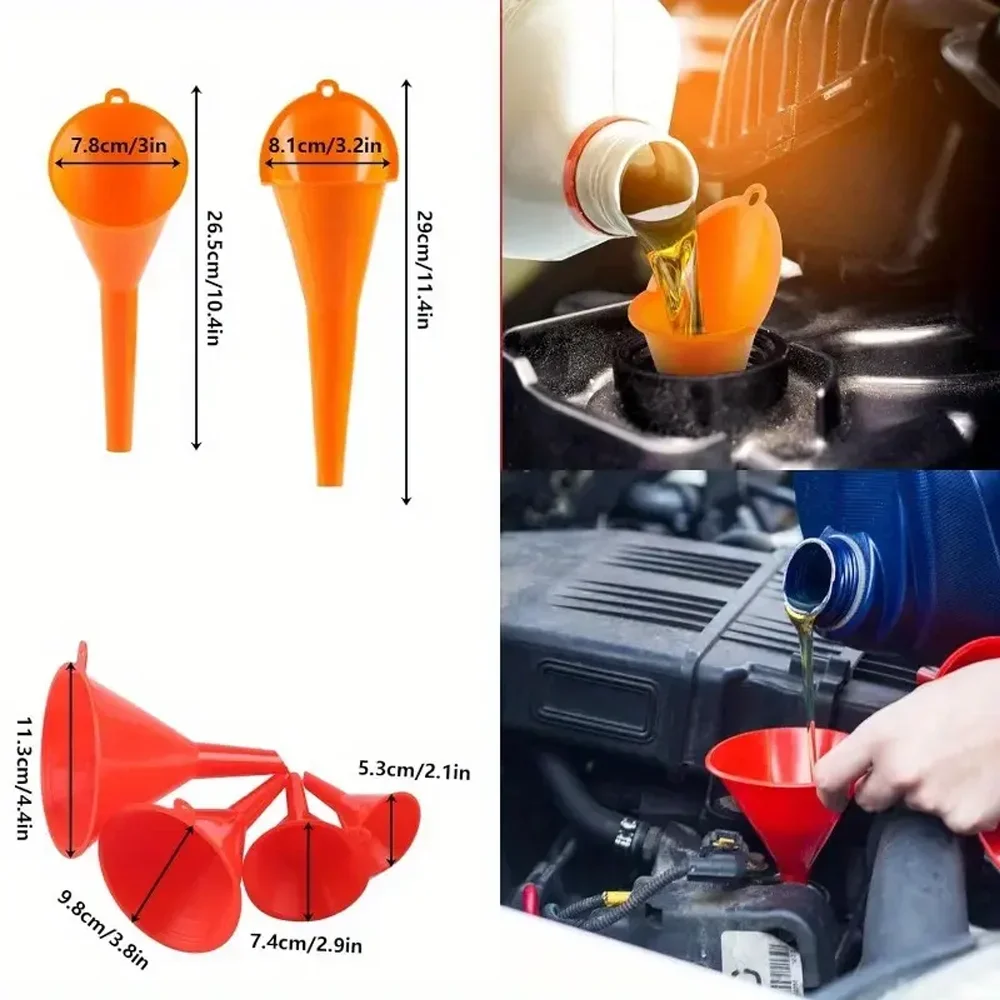 CAER 1/10pcs Automotive Funnels Set Car Motorcycle Refueling Funnel Multi Functional Flexible Oil Changing Tool with Wide Mouth