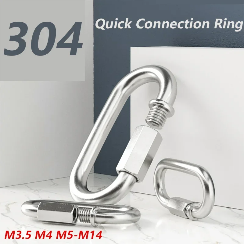 1 STKS Connector 304 Rvs Quick Ring Verbinding Ring Runway Gesp Rotsklimmen Karabijnhaak Keten Gesp M3.5 M4 M5-M14