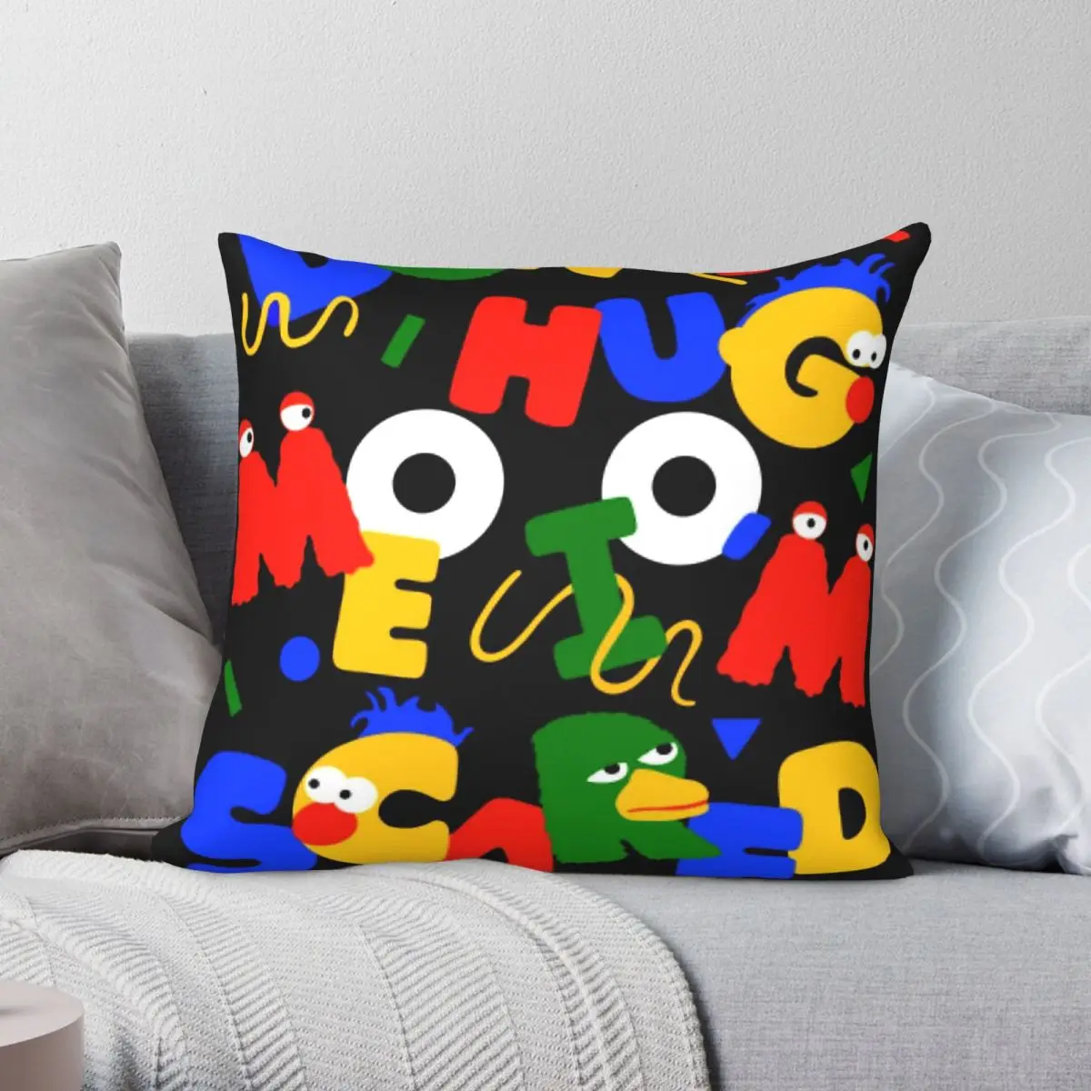 Don't Hug Me I'm Scared Square Pillowcase Polyester Linen Velvet Creative Decorative Throw Pillow Case Home Cushion Cover 45x45
