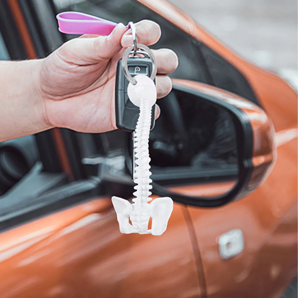 2Pcs Spine Keychain Small White Plastic Miniature Vertebrae Keyring Study Tool Keychain for Backpack Car Accessories