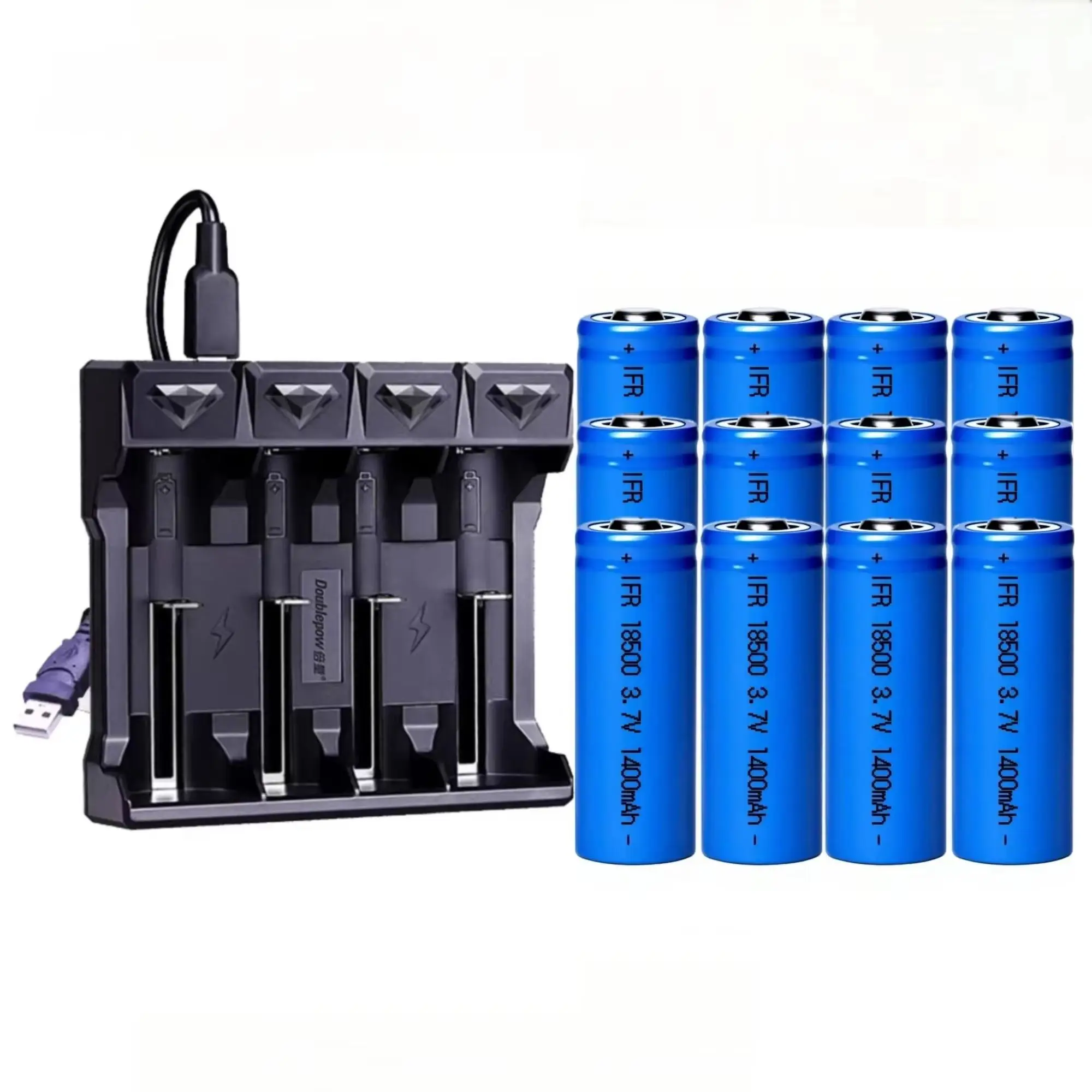 

12PCS 18500 3.7V 1400mAh Rechargeable Lithium Battery Charger for Flashlight Walkie-talkie Laptop Speaker Security equipment