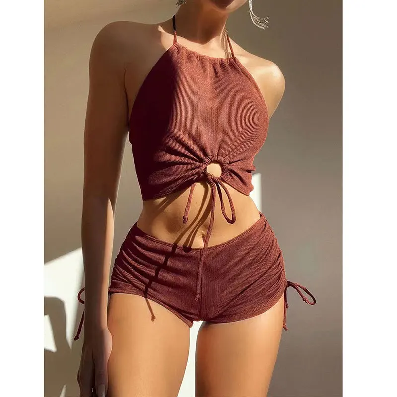 

Swimwear Women Solid Bathing Suit Two Piece Swimsuit Sexy Beachwear Bikini Set Shorts Bather Two Piece Swim Costumes Maillot