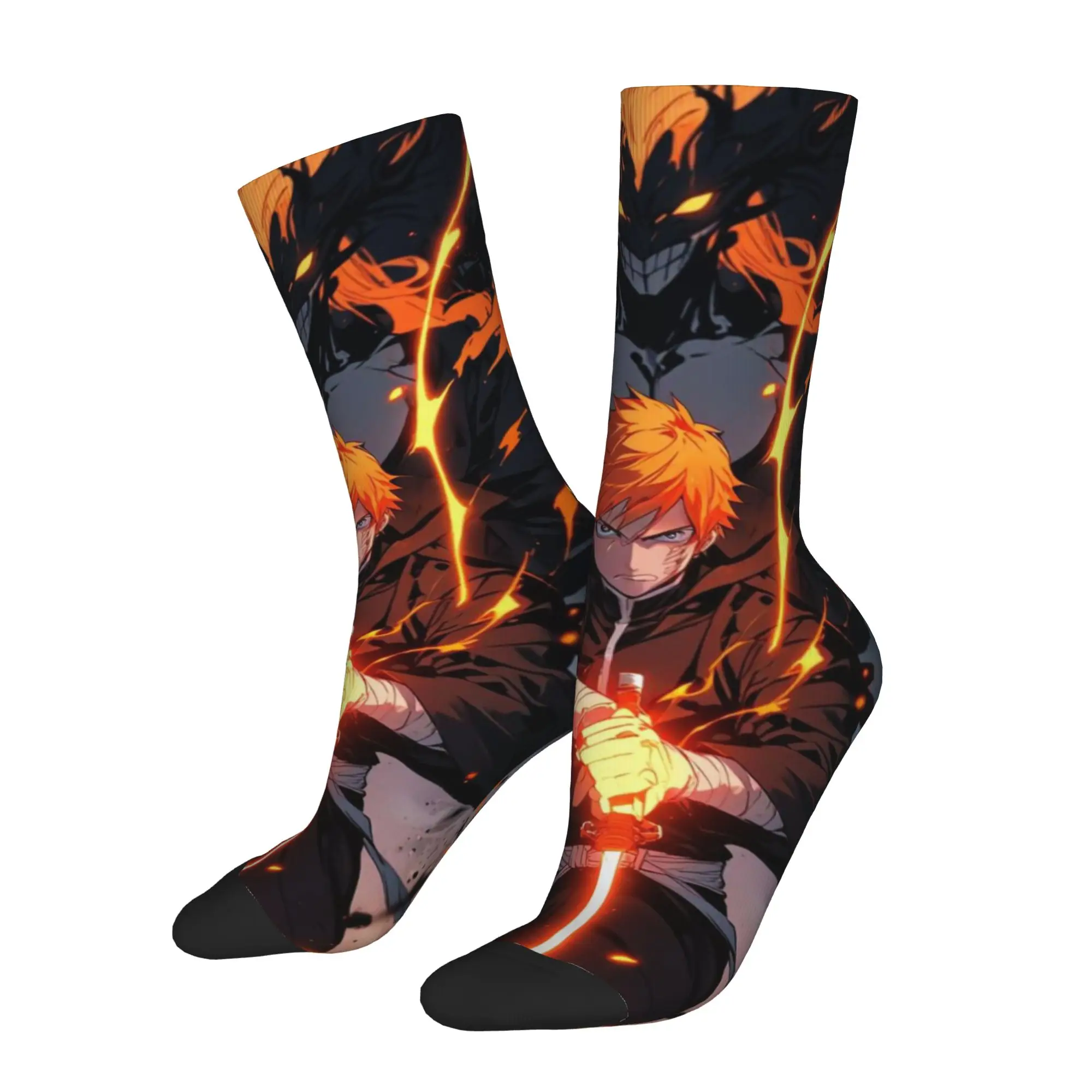 

1 Pair Funny Sock Bleach Ichigo Kurosaki (4) Harajuku Seamless Pattern Printed Men Socks Novelty Men's Socks