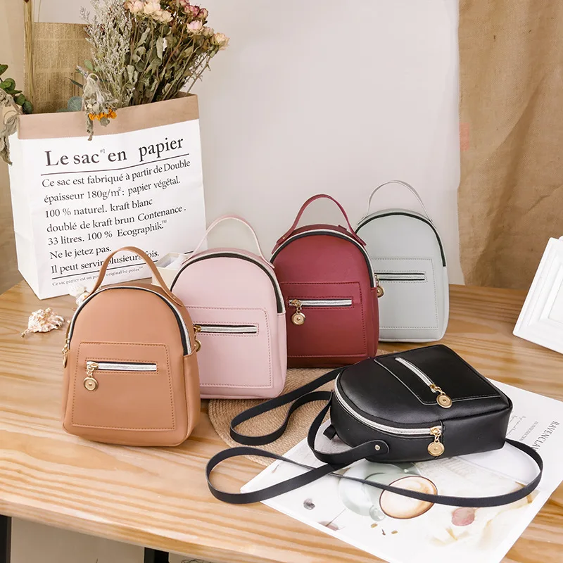 Brevite Backpacks for Women Korean Japanese Mini Zipper Pink Woman Girl School Backpack Casual Ladies Leather Small Shoulder Bag