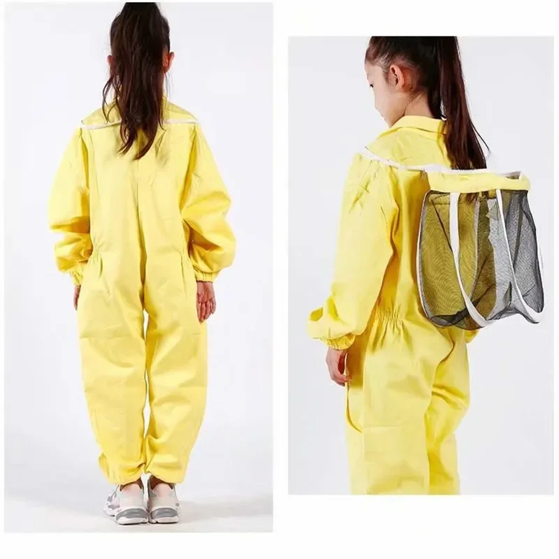 Mono de algodón amarillo para niños, traje a prueba de abejas, traje espacial, gorro antiabejas, herramientas de apicultura, 1 Uds.