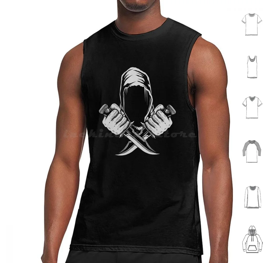 Assasin Tank Tops Vest Sleeveless Assasin Ronin Warior Japan Japanese Katana Knife Scary Hero