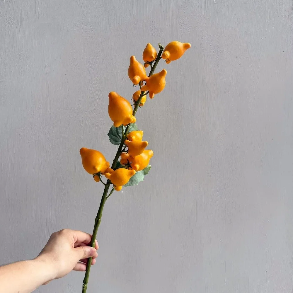 

Plastic Artificial Gold Berry Branch Realistic Handmade Simulation GoldBerry Floral Art Fruits Branches Wedding Party Decor