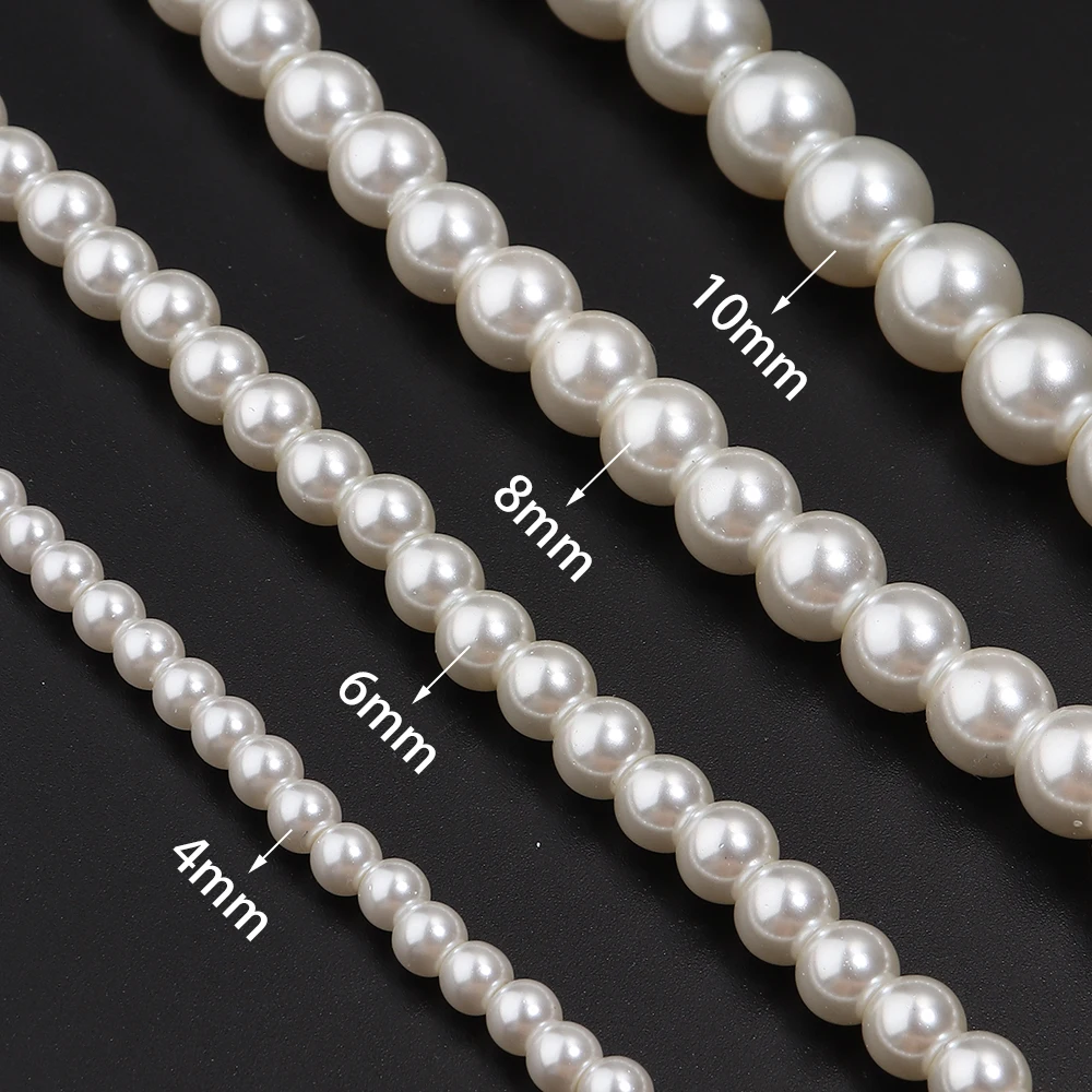 4/6/8/10mm Beige Imitation Shell Beads Round Glass Pearl Beads For Jewelry Making DIY Necklace Bracelet Accessories Findings