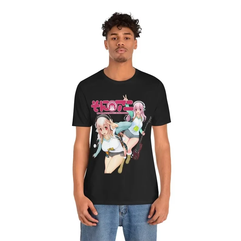 Super Sonico T-Shirt Oversized Unisex Streetwear Trendy Cotton New Model T-shirt Oversized Unisex Y2k Short Sleeves Classic soft