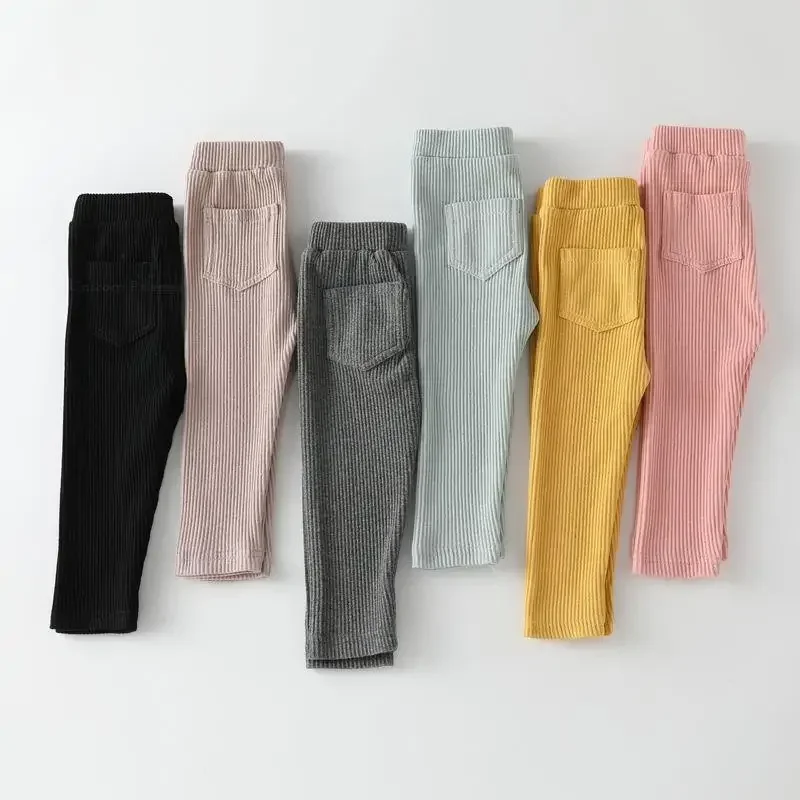 

2024 Spring Autumn Long High Waist Trousers for Kids Baby Girls Boy Cotton Soft Leggings Sweatpant Child Candy Color Girls Pants