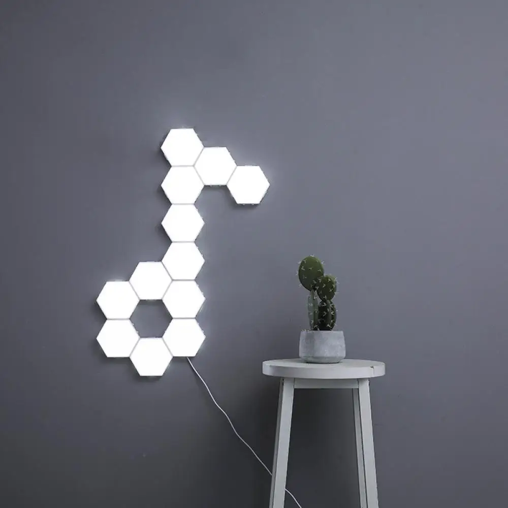 DIY Hexagonal Light LED Assembly Modular Atmosphere Night Light Creative Touch Splicing Wall Light Game Room Decor Quantum Light