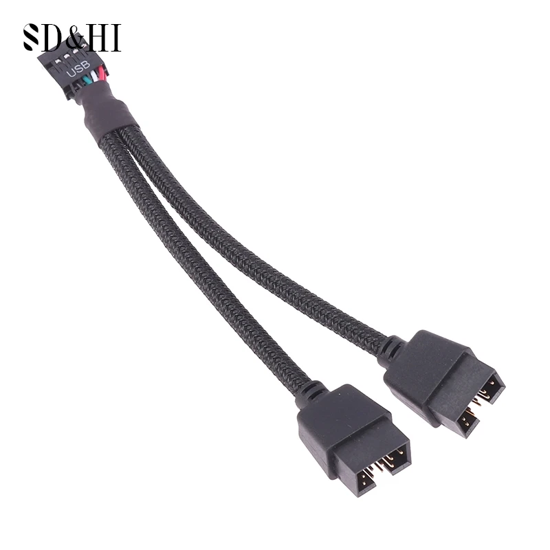16cm Motherboard 9pin Extension Cable Adapter USB Header Splitter Female 1 To 2 Male Desktop 9-Pin USB2.0 HUB Connector