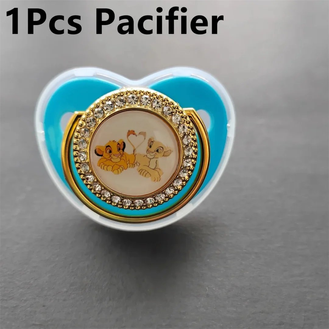 Lion King Printed Baby Pacifier Clip Cover Rhinestone Luxury Pacifier Newborn silicone Nipple Baby Shower Gift sucettes bebe