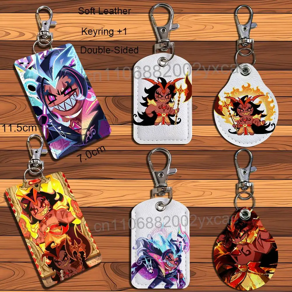 Beast Cookie Burning Spice Cookie Run Kingdom  Rectangle ID Card Case Keychain Access Card Bag Key Tag Ring Leather Card Holder