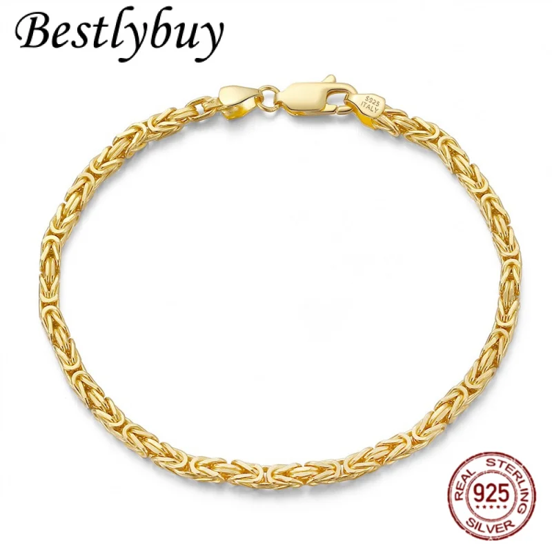 

Italian Jewelry S925 Women's Pure Silver Dragon Bracelet 18k Gold Jewelry Shining Fashion Couple Luxury Bracelet