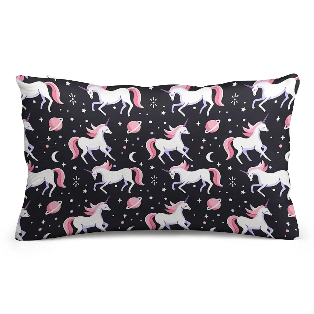 Plush fabric Double Sided  Living Room Furniture Inlaid Cushion Decorative Pillow CoverPillow Cover Home Unicorns