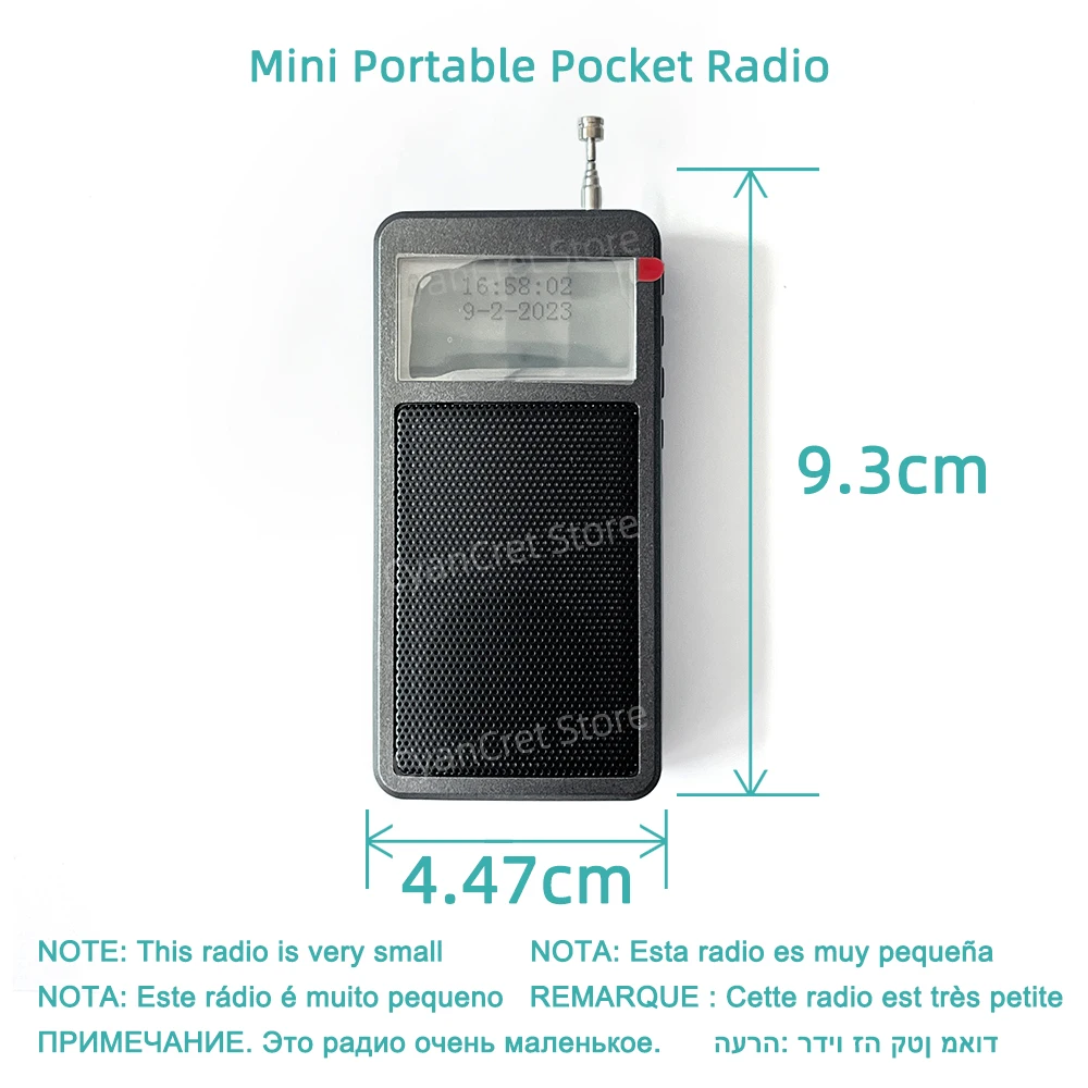 Portable FM Radio Mini Pocket Receiver Stereo LCD Screen High Sensitivity Support Bluetooth Earphones with Loudspeaker Antenna