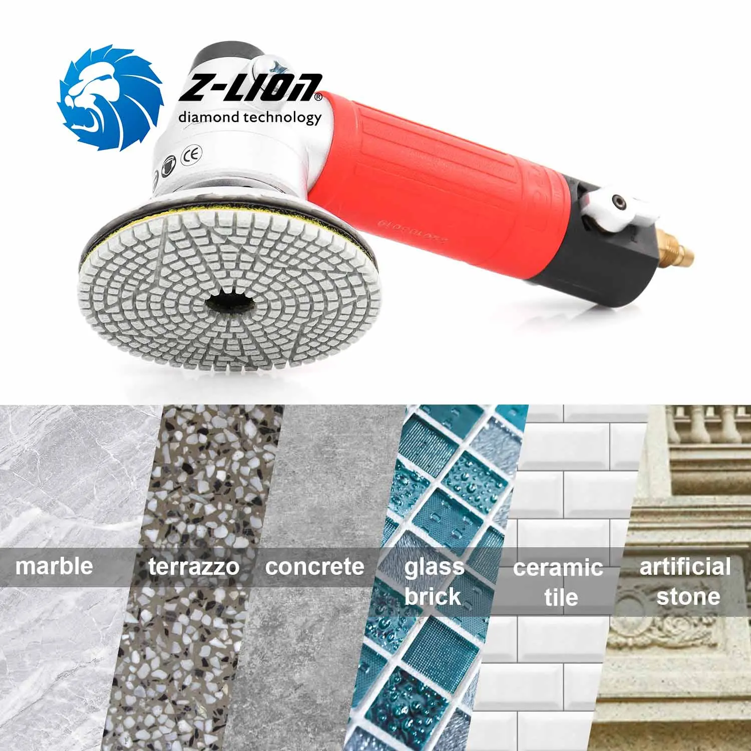 Imagem -05 - Z-lion-wet Diamond Polishing Pads Step Granito Pedra de Mármore Disco de Moagem Pcs