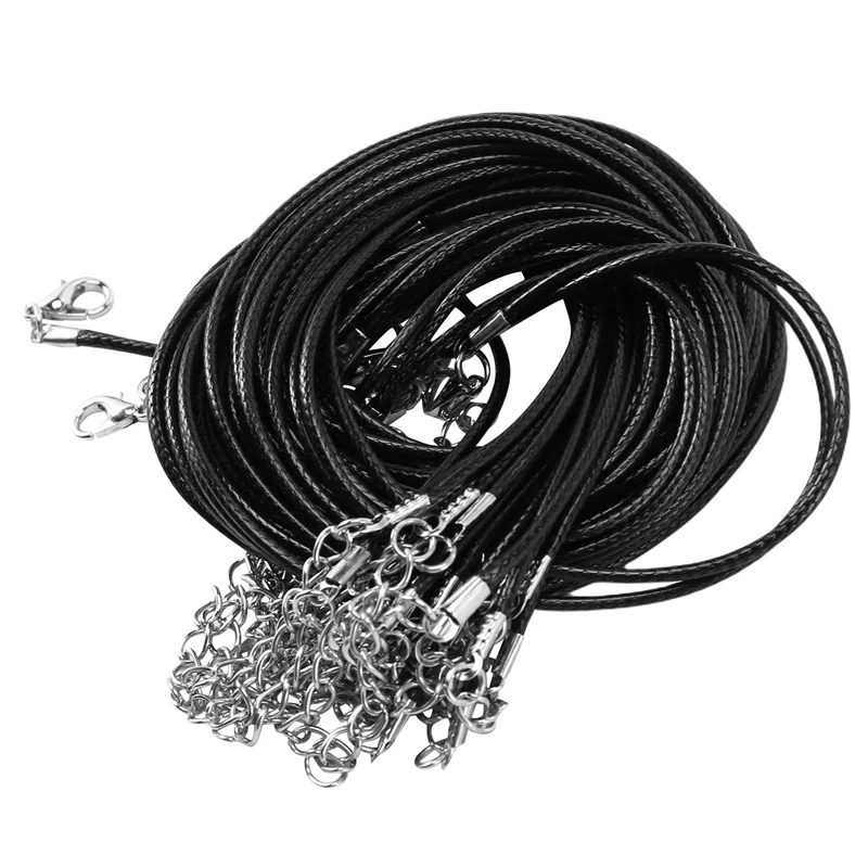 

20 Pieces 20 Inches Black Waxed Necklace Cord With Clasp Bulk For Bracelet Necklace And Jewelry Making