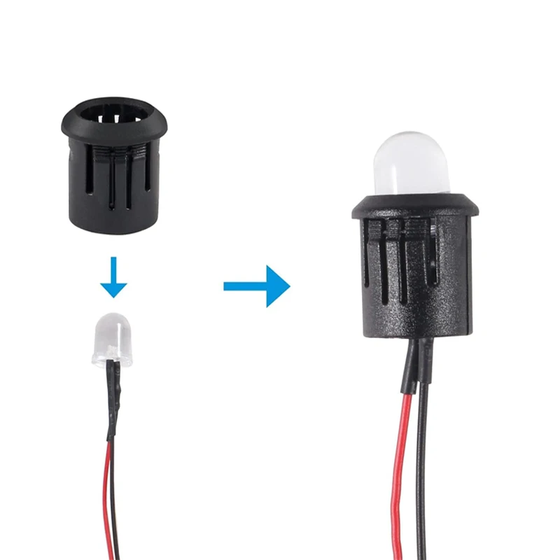 Bases de lámpara de plástico negro, soporte de diodo LED de 3mm/5mm/8mm/10mm, Clip negro, montaje de enchufe de bisel, diodo emisor de luz DIY,