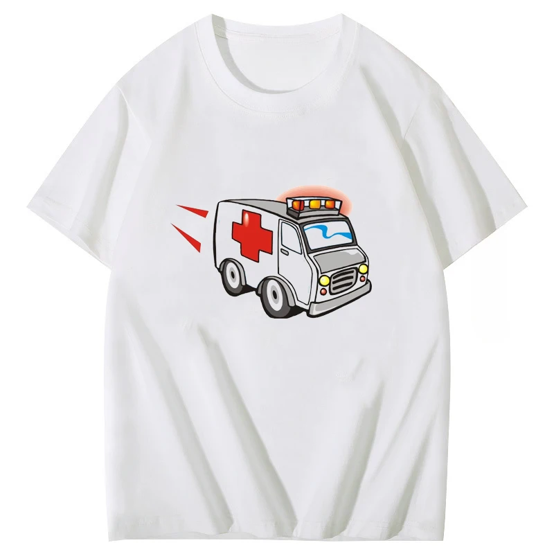 Ambulance Wee Woo Printed loose Casual Top Comfy short sleeve T-shirt for both men and women