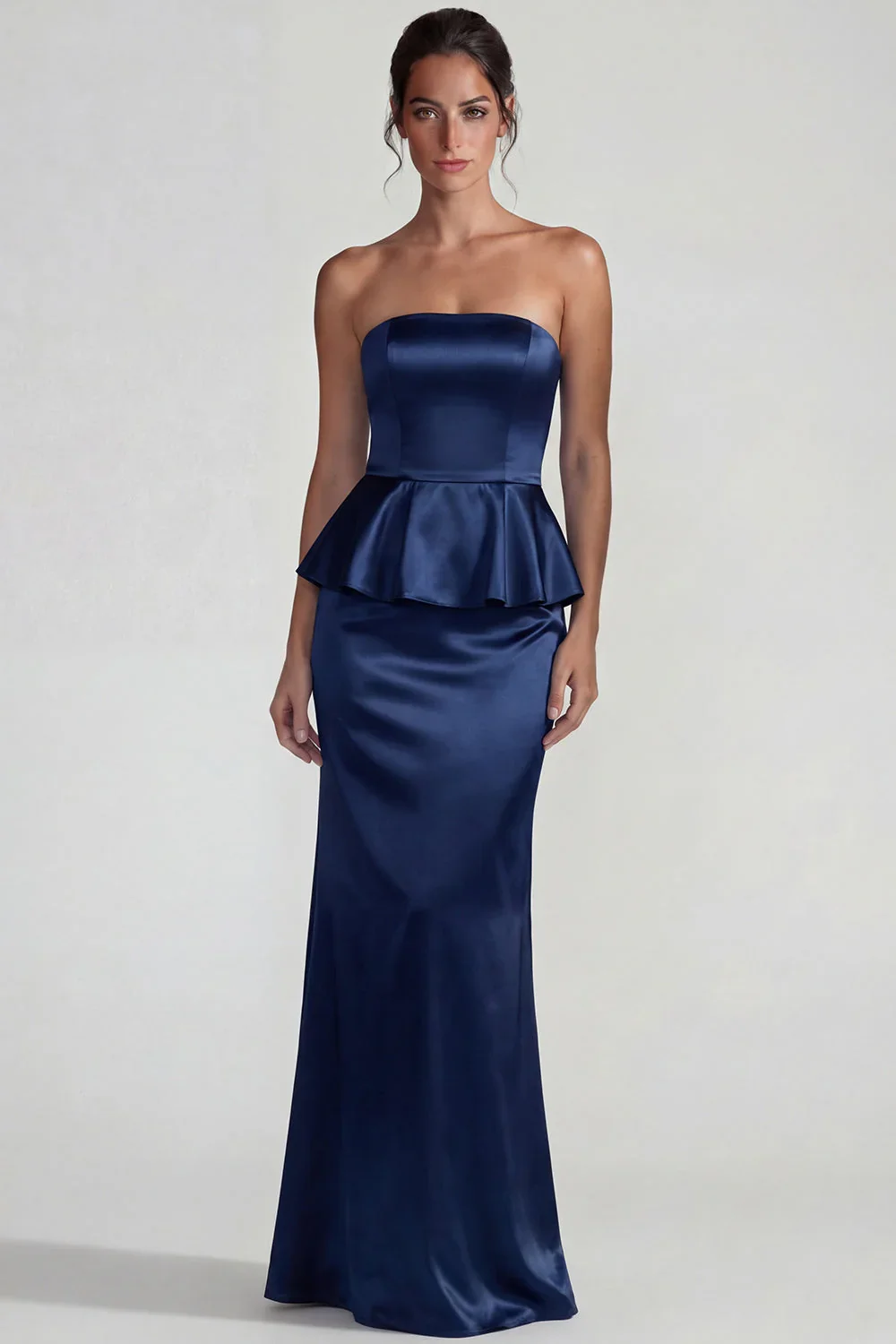 High Quality Customized Strapless Sleeveless A-line Blue Elegant Dress Women for Wedding Party Kleider Damen Elegant فساتين Robe