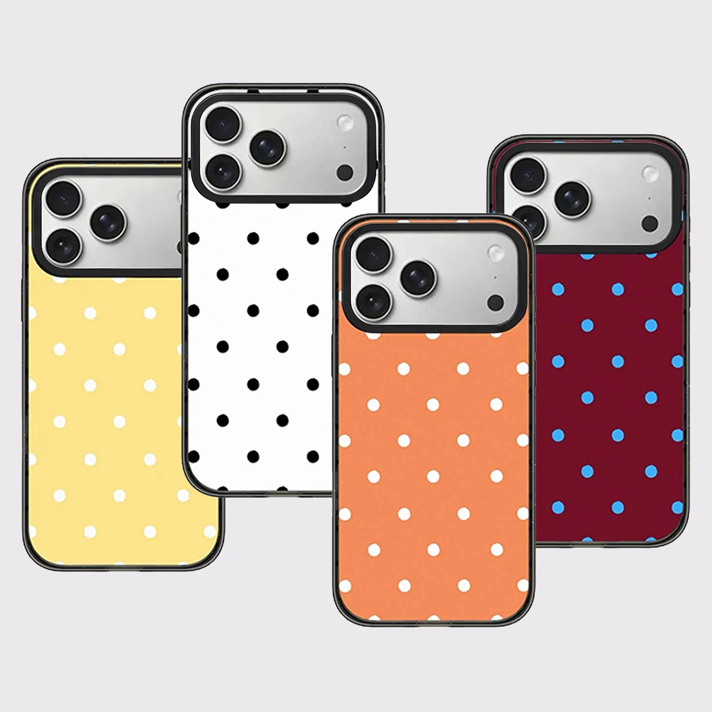 Black / White / Blue Dots Impact Black Border Magnetic Cover for IPhone 12 13 14 15 16 17 Pro Max Case for IPhone 17 Air